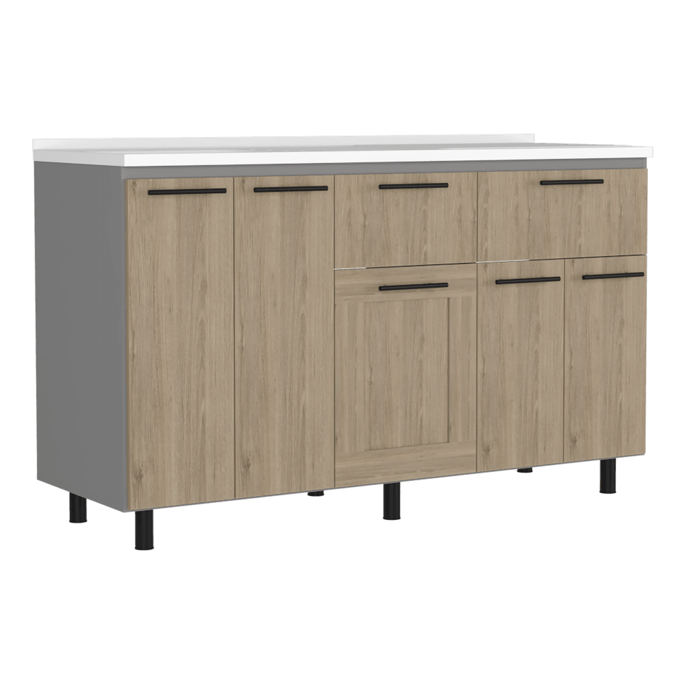 Modulo Inferior Kitchen Vionel Gris Y Rovere 150 Cm
