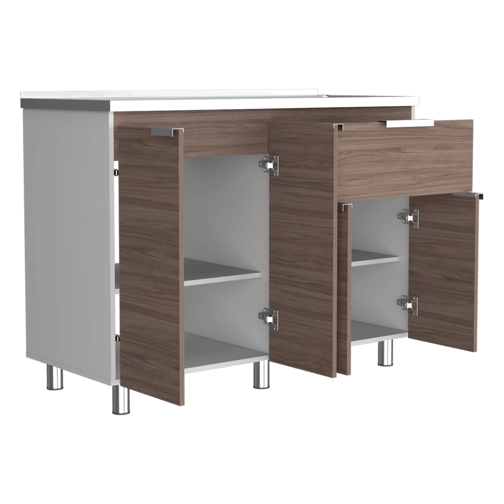 Gabinete Inferior Nimora Blanco Y Coñac 120 Cm