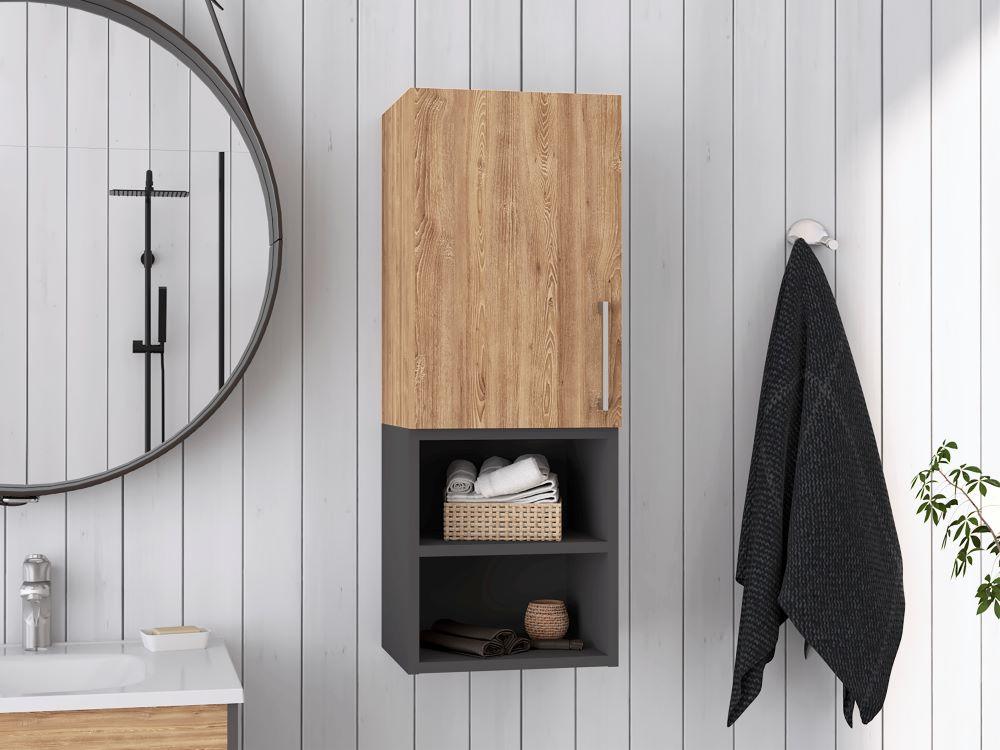 Mueble Auxiliar De Baño Norvia Miel Y Plomo