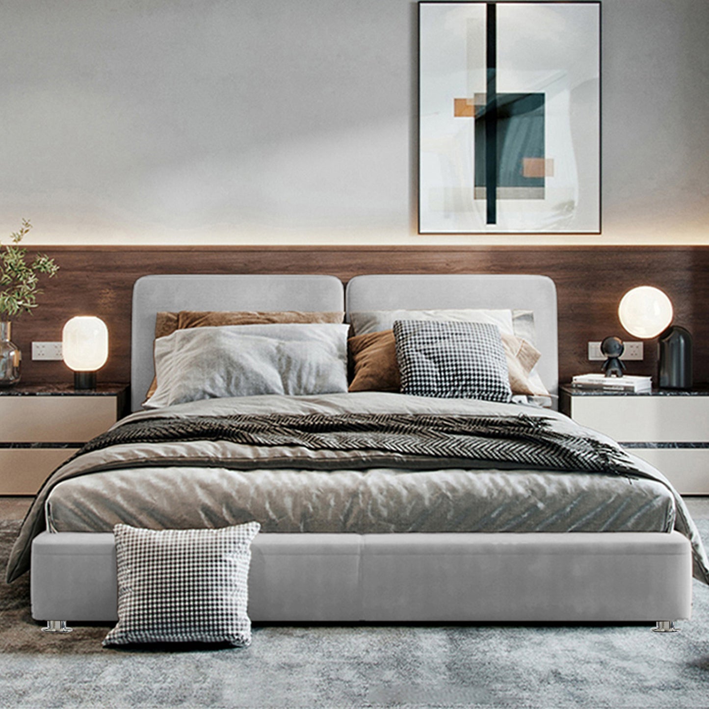 Cama Queen Gabor Gris Perla