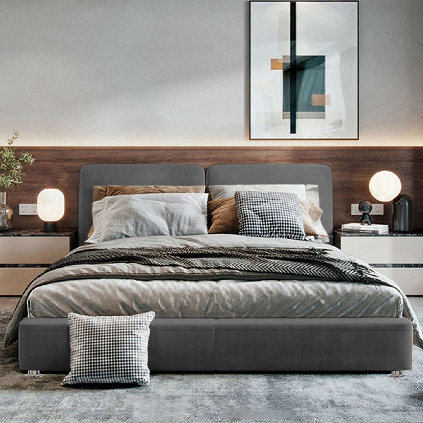 Cama Semidoble Gabor Gris Plomo
