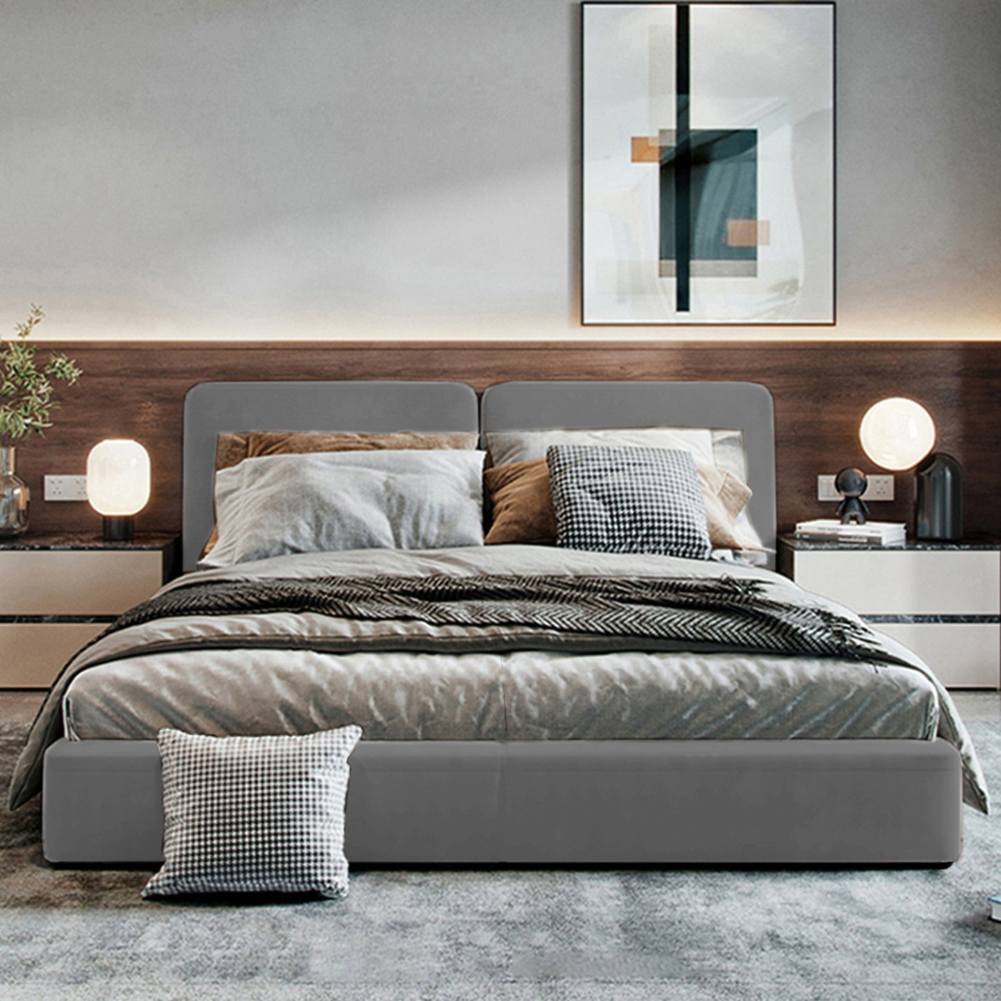 Cama King Gabor Gris Plata