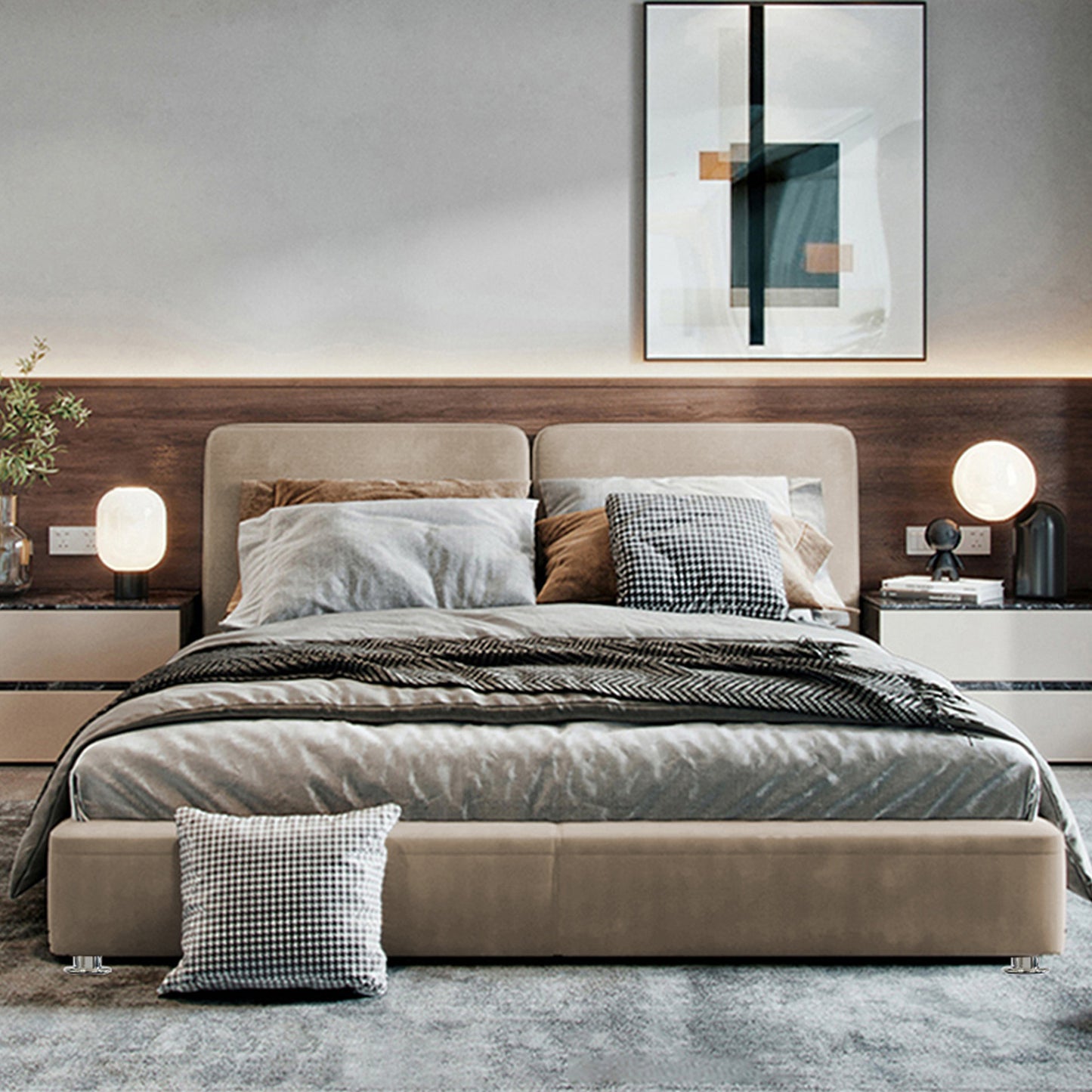 Cama Doble Gabor Taupe