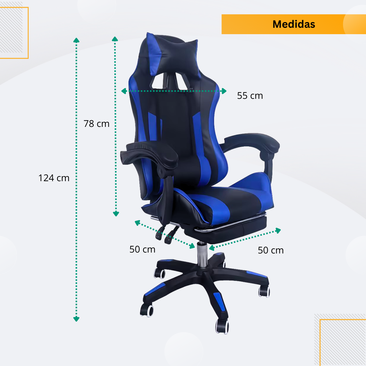Silla Gamer Ergonomica Reclinable Kairo Azul