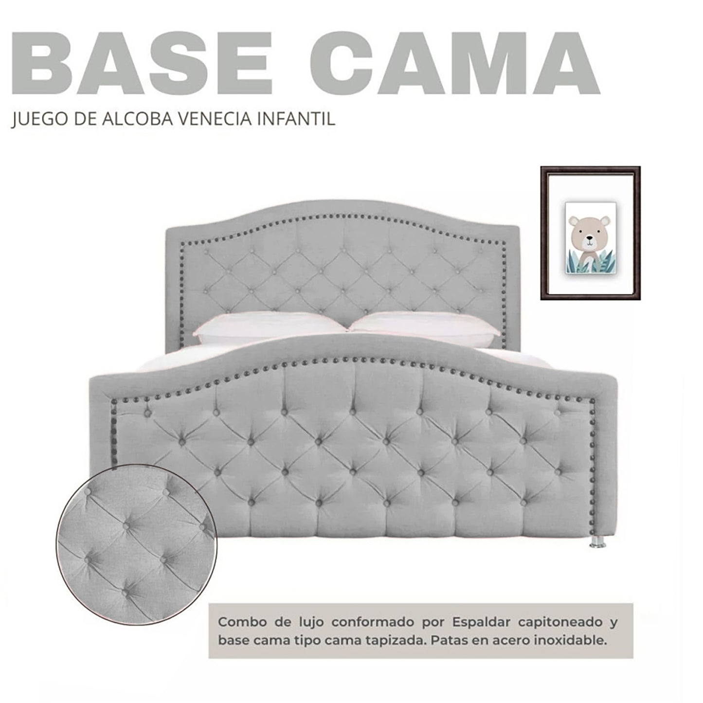 Cama Sencilla Infantil Venecia gris