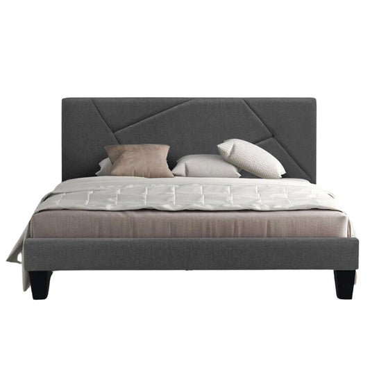 Base Cama Con Espaldar King Hampton Gris Plomo