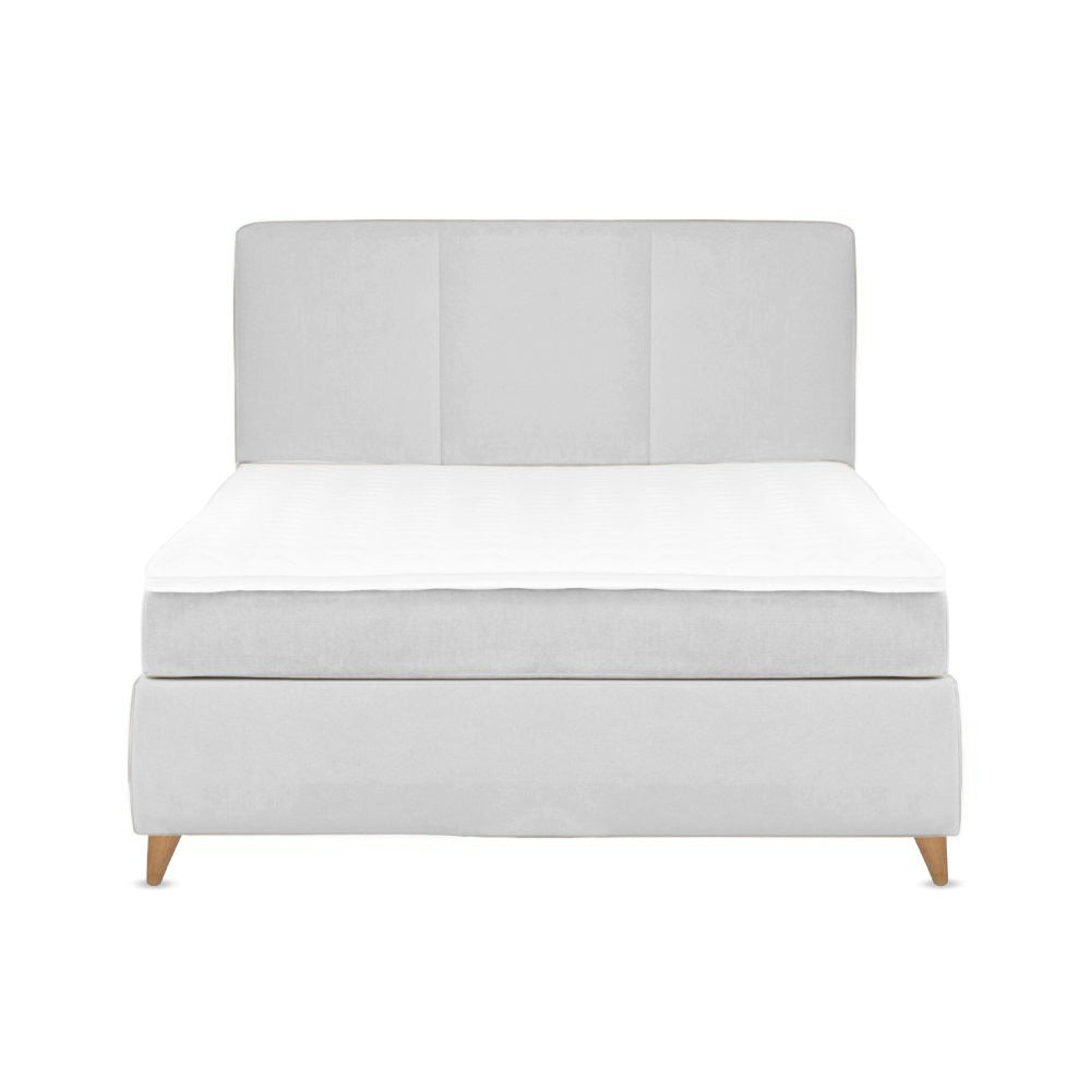 Base Cama Con Espaldar King Pretty Gris Perla