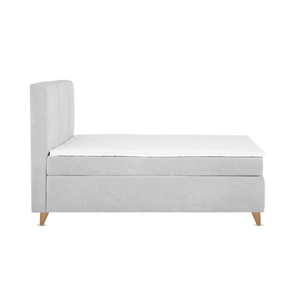 Base Cama Con Espaldar King Pretty Gris Perla