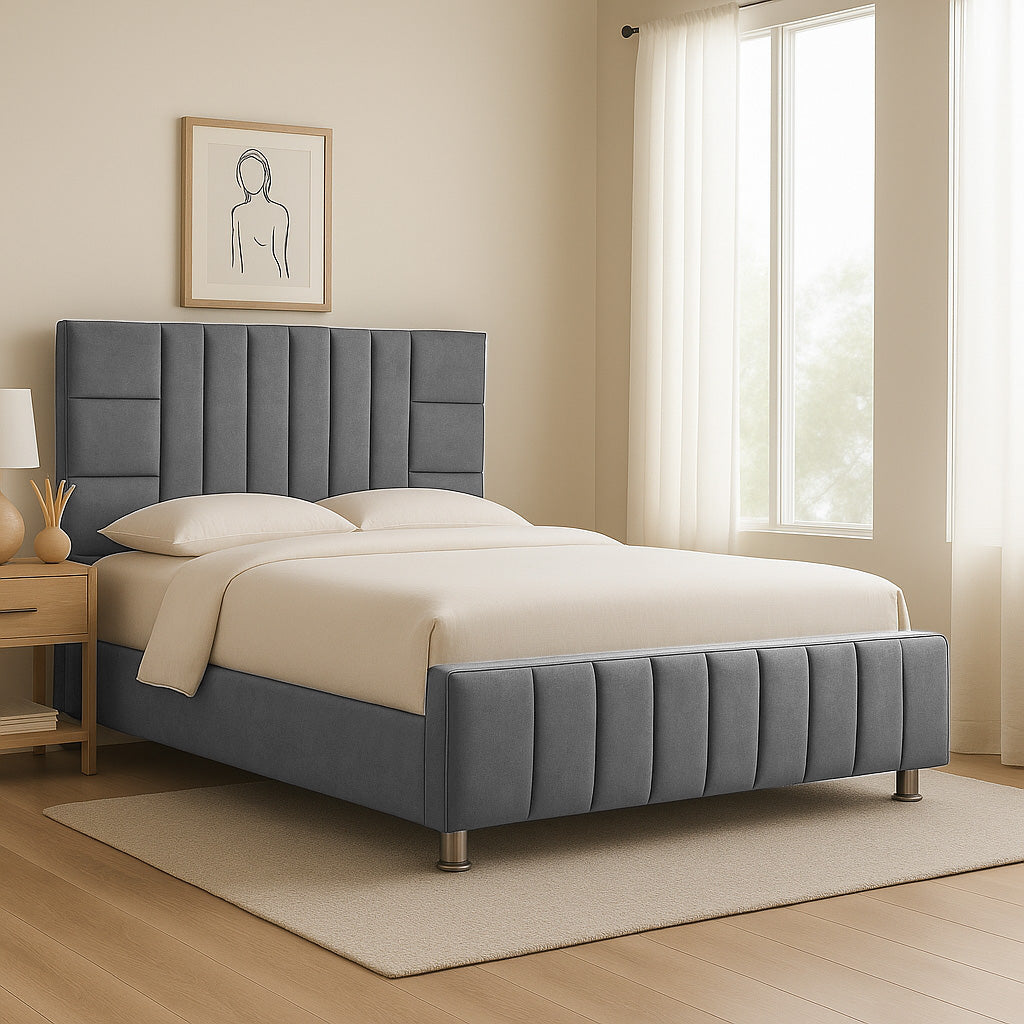 Cama Queen Fiora Gris Plata