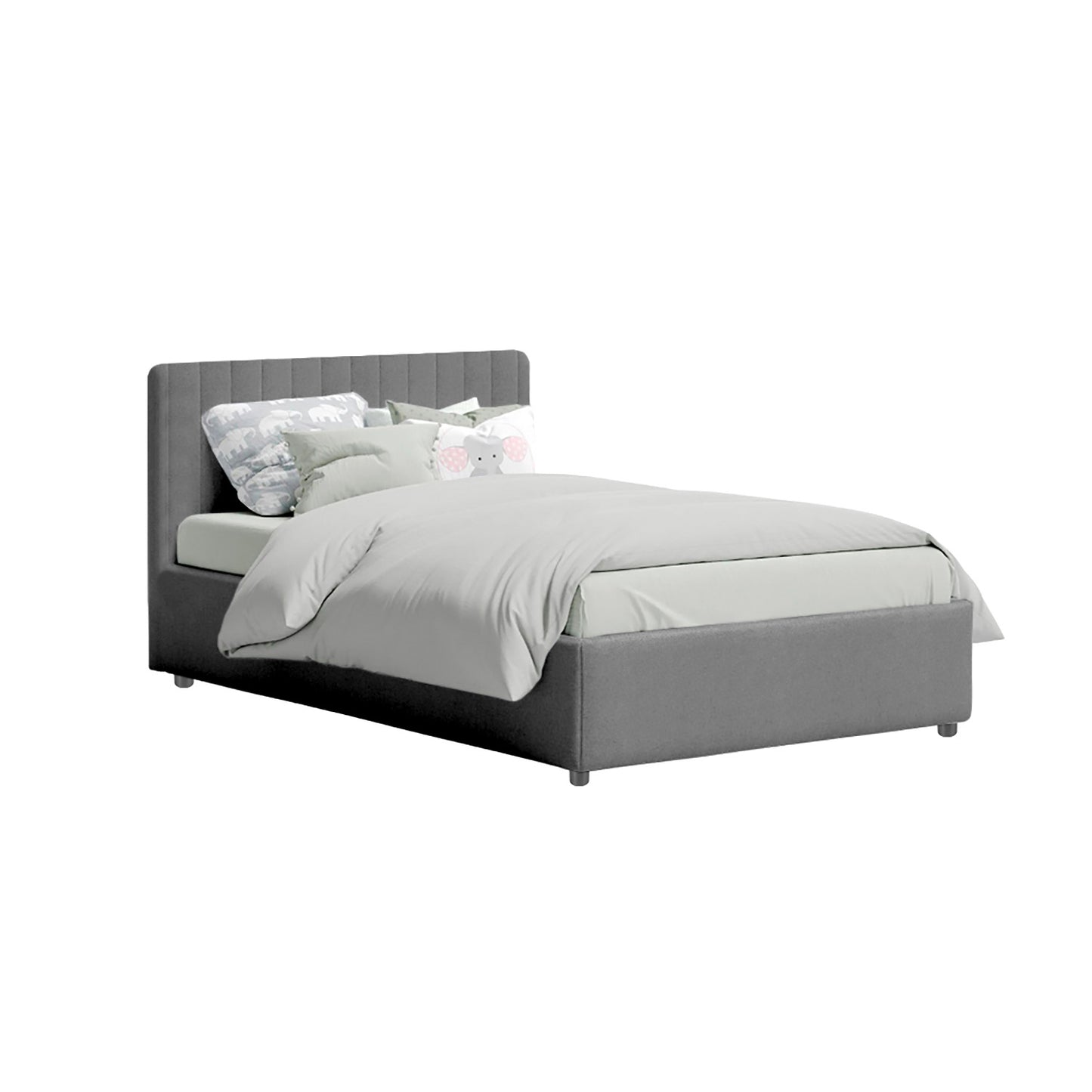 Base Cama Baul con Espaldar Sencillo Infantil Luna 100x190x120 gris plomo