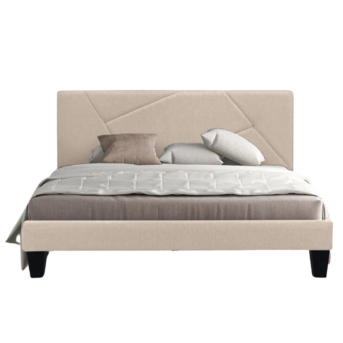 Base Cama Con Espaldar King Hampton Beige