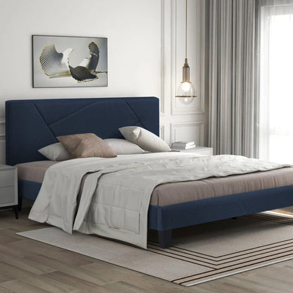 Base Cama Con Espaldar King Hampton Azul