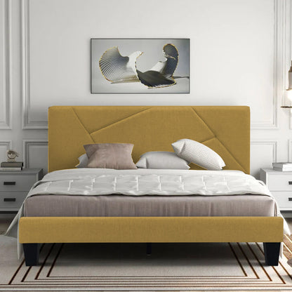 Base Cama Con Espaldar King Hampton Mostaza