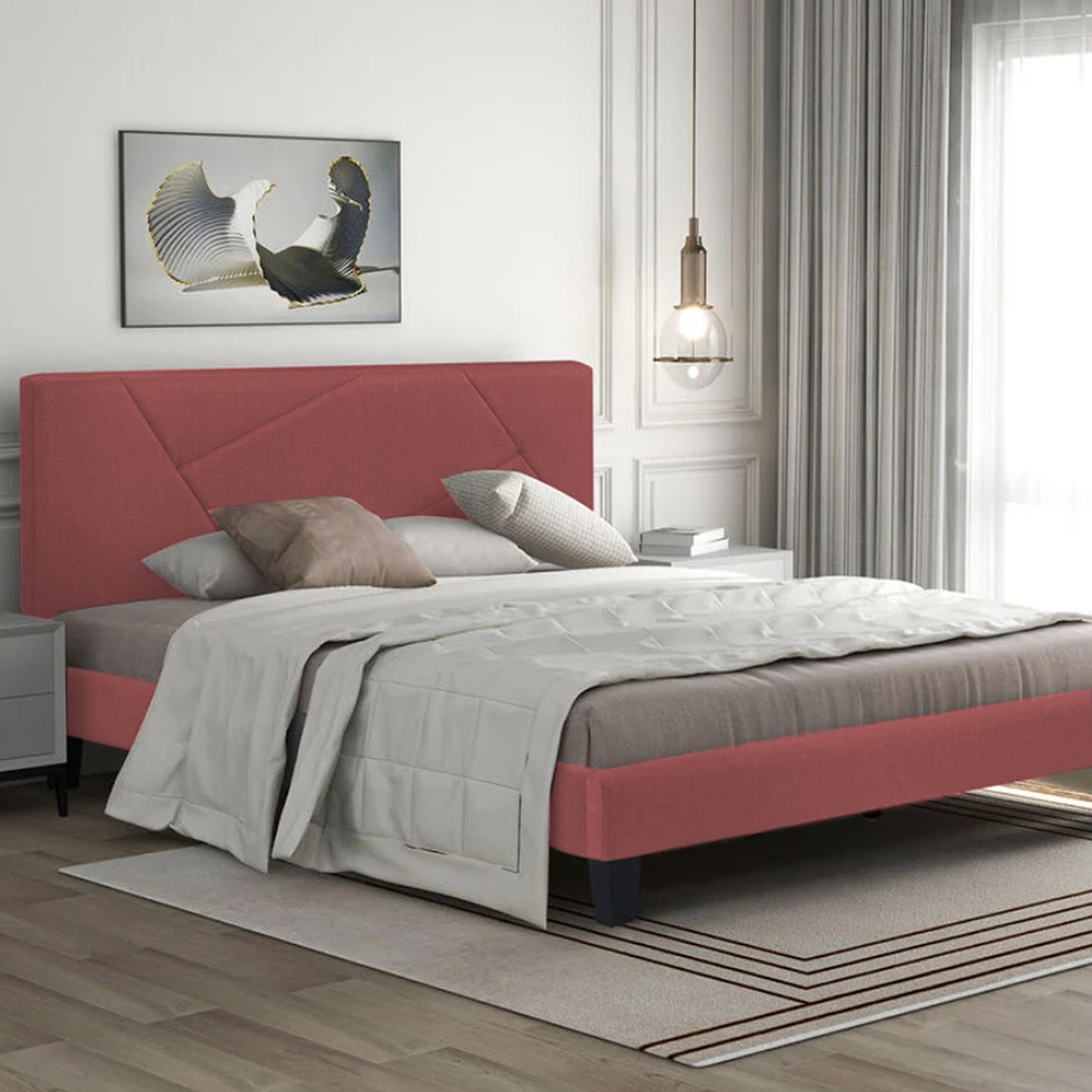 Base Cama Con Espaldar King Hampton Salmon