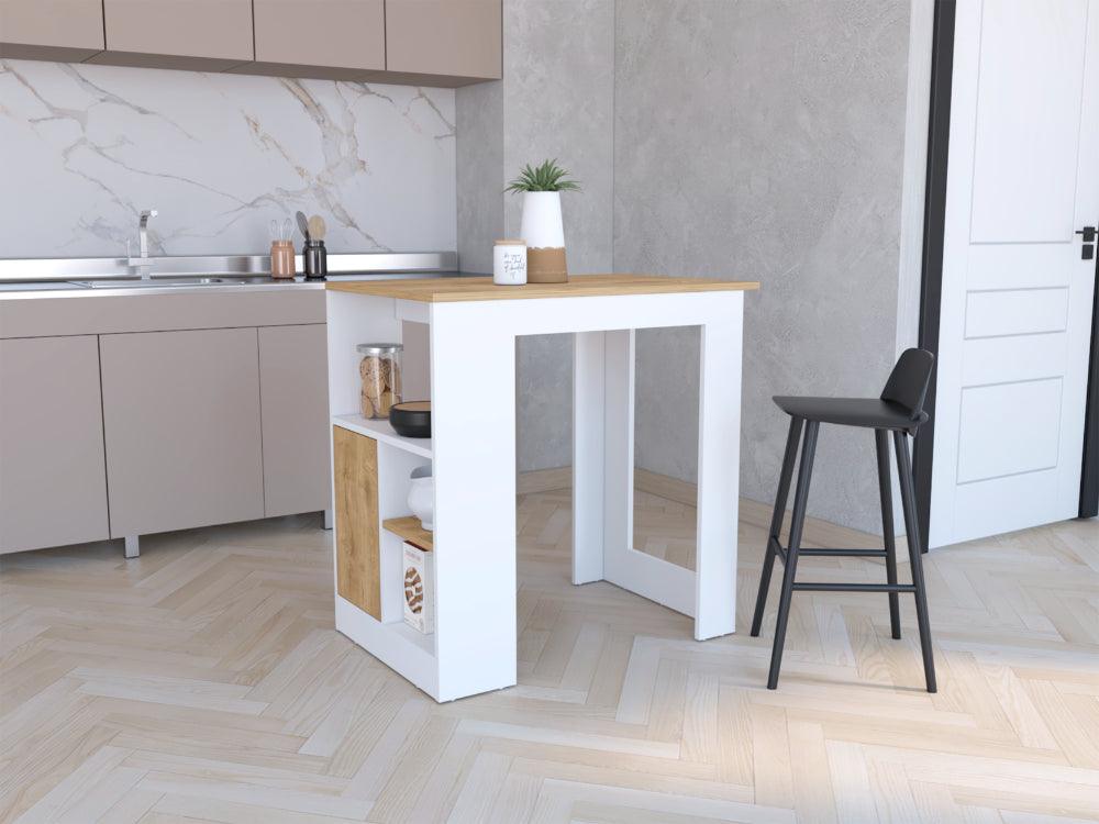 Barra De Cocina Alvara Blanco Y Macadamia