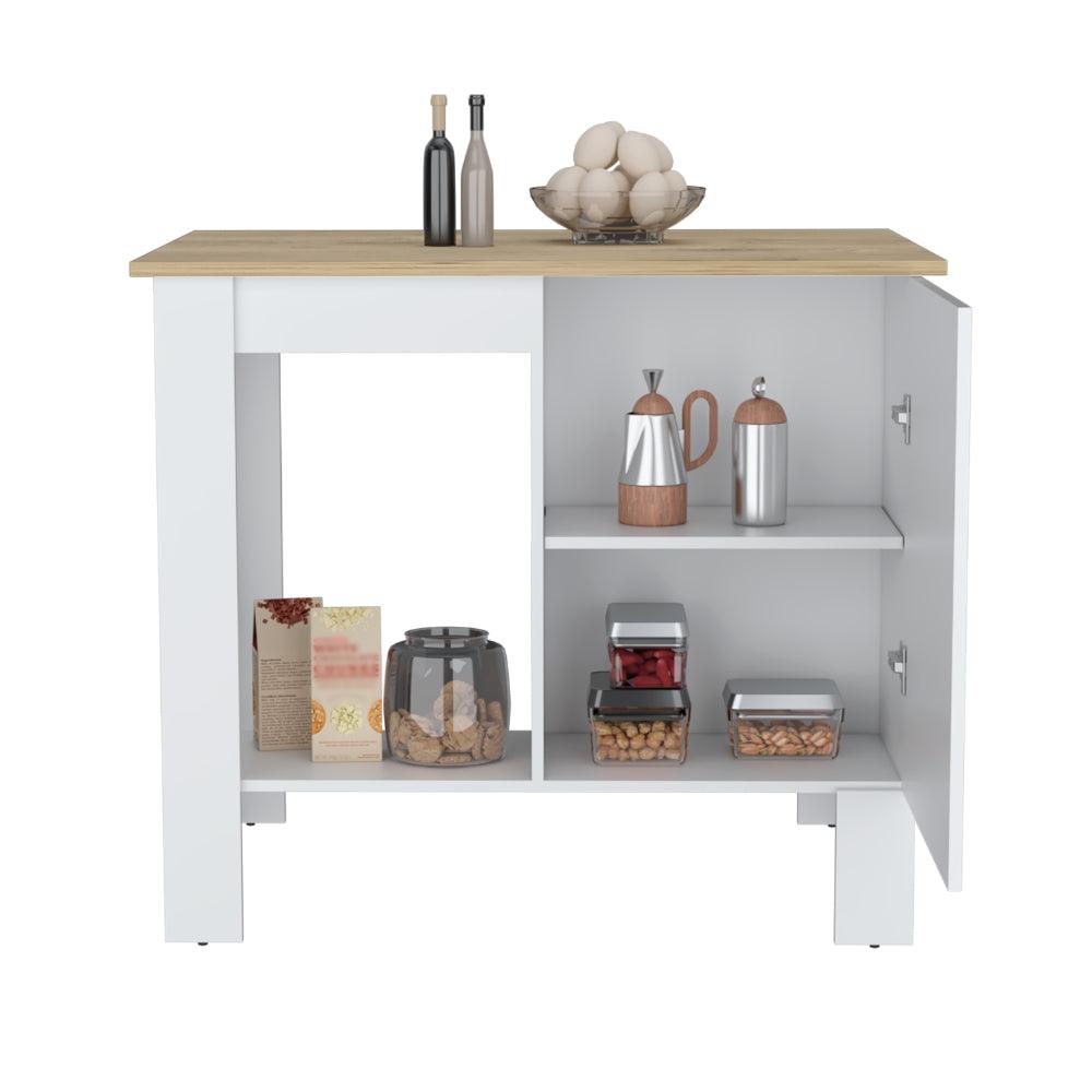 Isla De Cocina Angora Blanco Y Macadamia