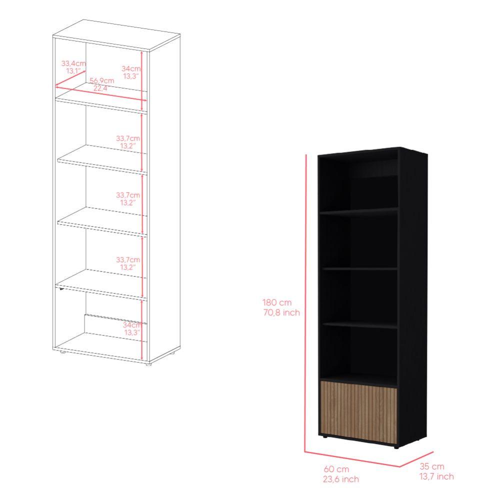 Biblioteca Nesu 180X60 Con Puerta Wengue Lenno