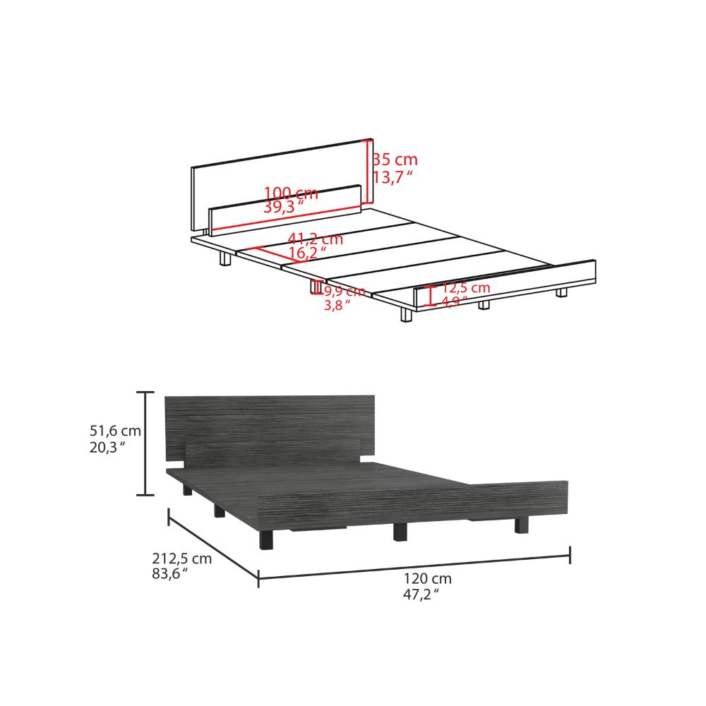 Cama Semi Doble Okria Gris