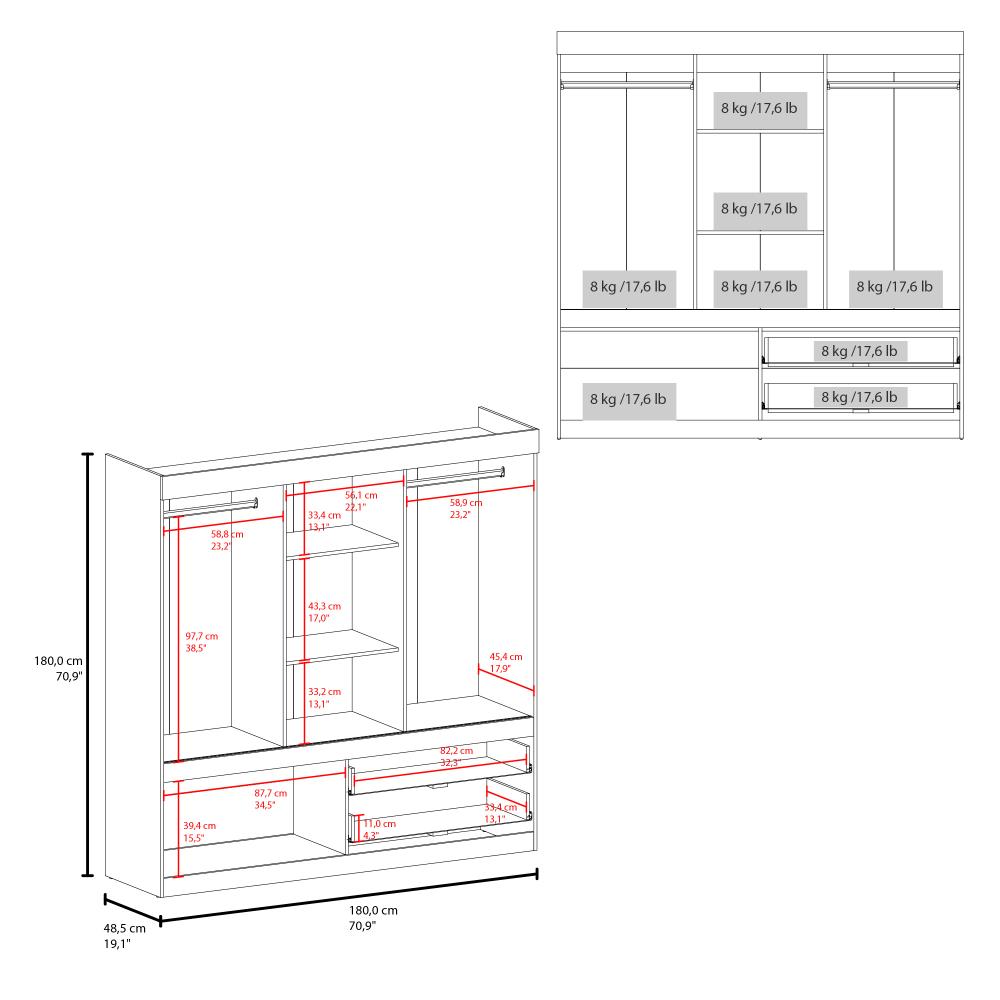Closet Muriel 180 Duna Y Blanco