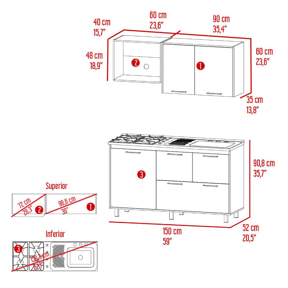 Cocina 150 Silari Europeo Blanco Con Meson Derecho