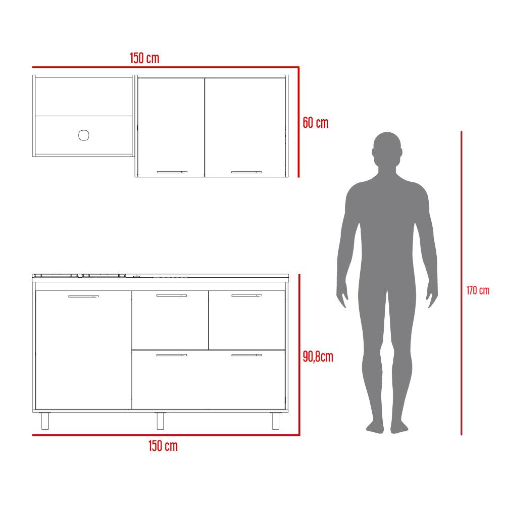 Cocina 150 Silari Europeo Blanco Con Meson Derecho