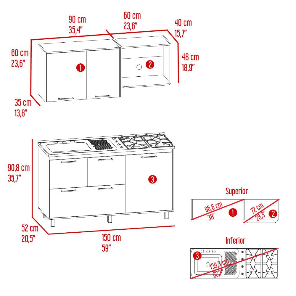 Cocina 150 Silari Europeo Blanco Con Meson Izquierdo
