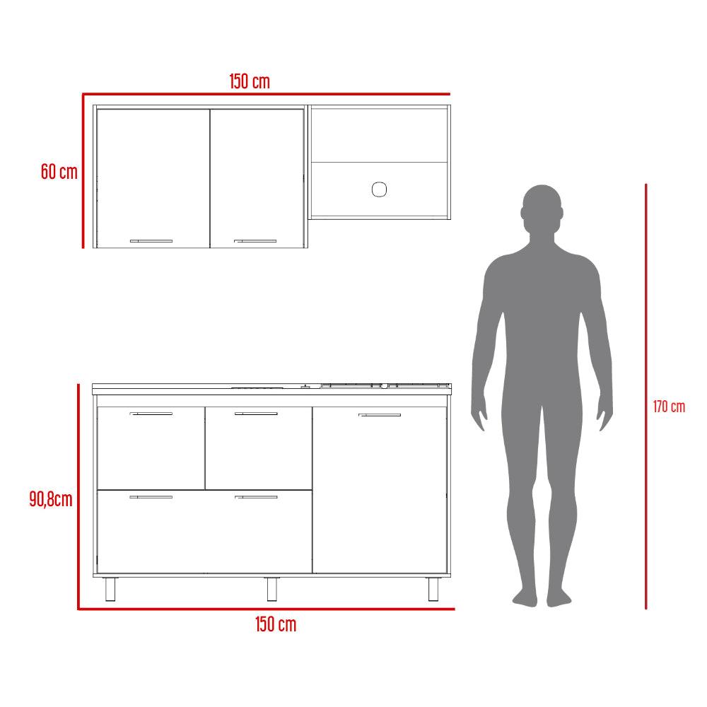Cocina 150 Silari Europeo Blanco Con Meson Izquierdo