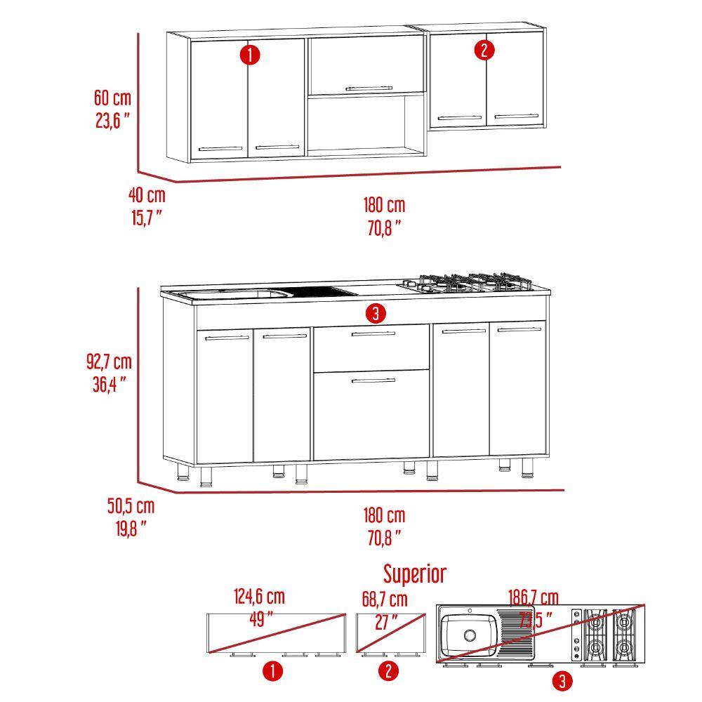 Cocina Integral Soludy Duna Y Blanco Con Mesón Izquierdo