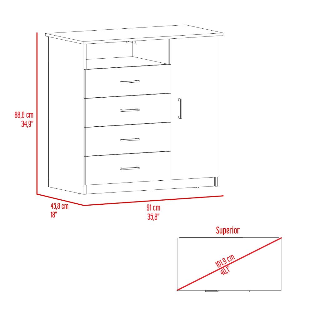 Organizador Zireon Rovere Y Blanco Con Cuatro Cajones