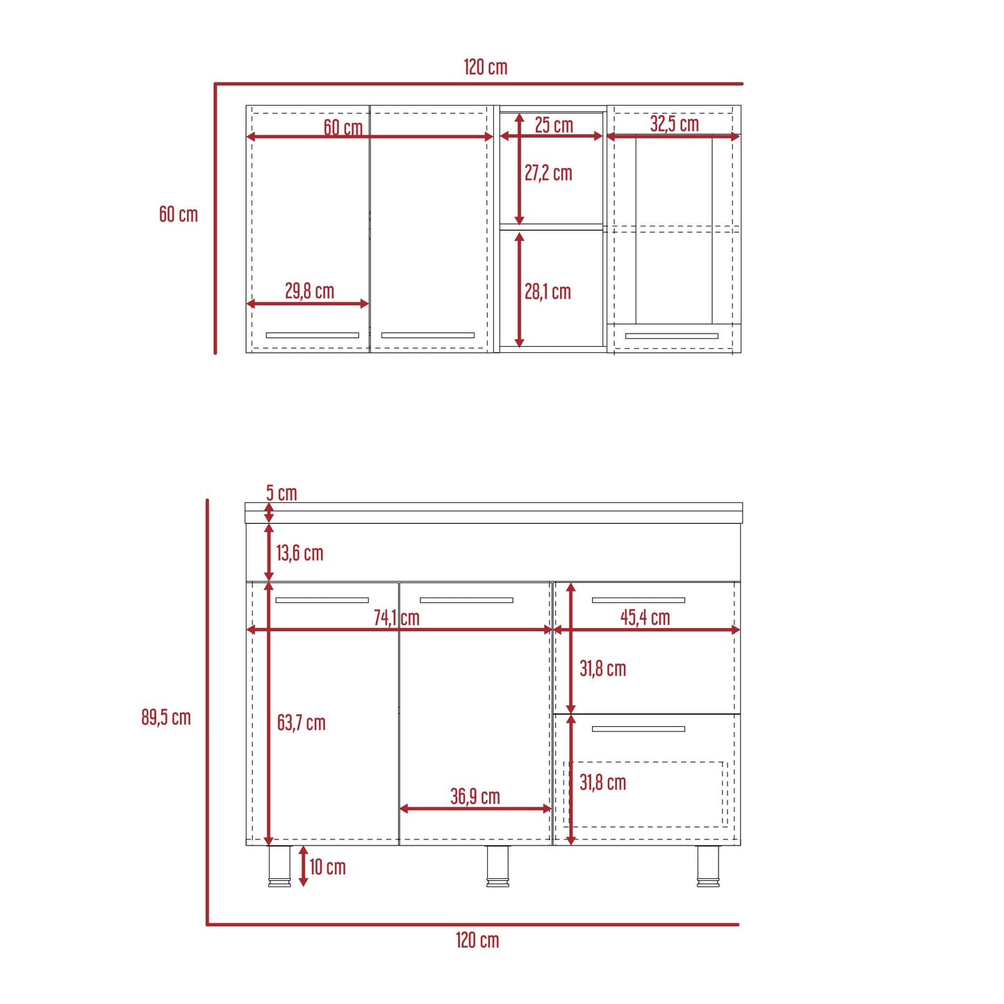Cocina Integral Orvian Sangría Y Blanco Con Mesón Izquierdo