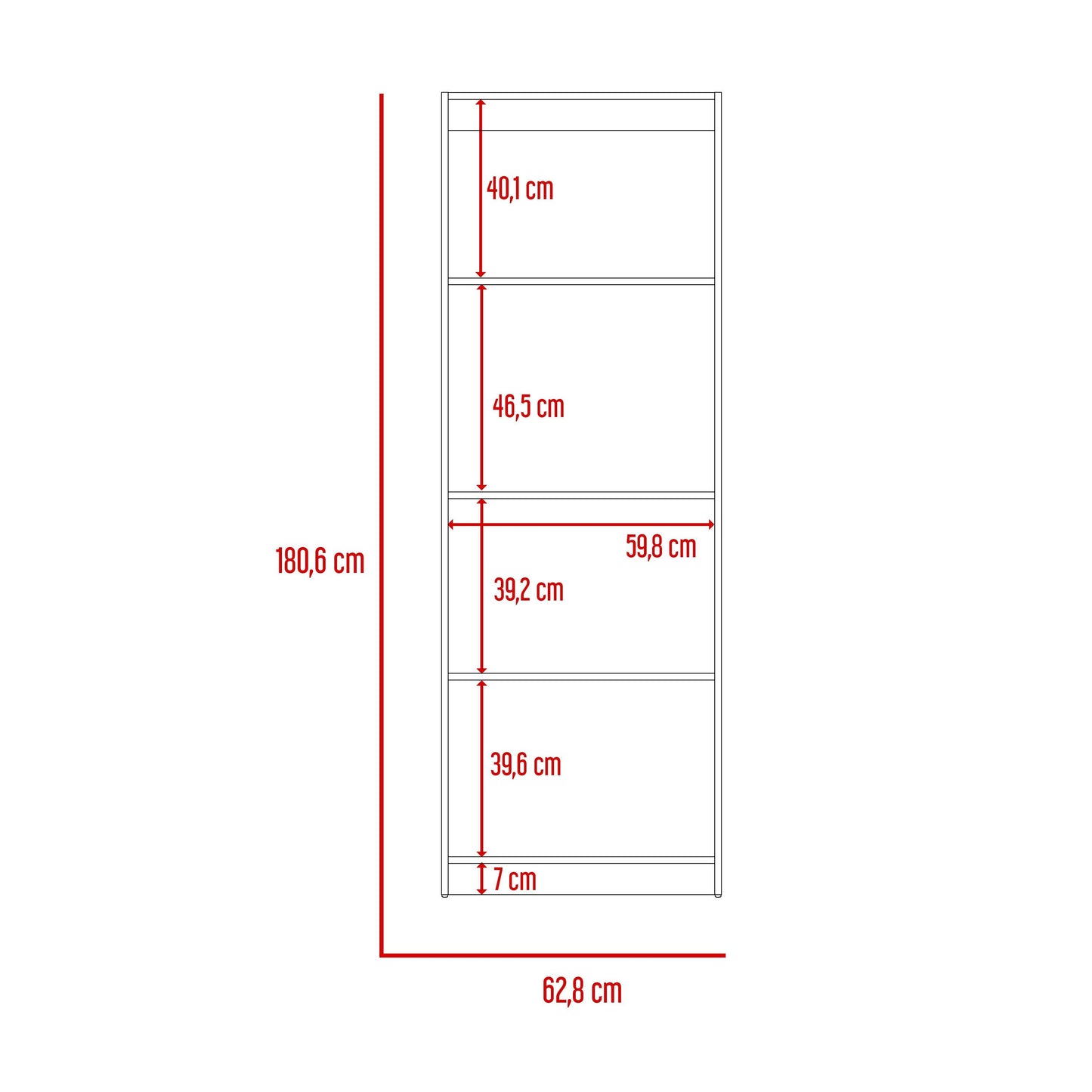 Estante Valuma E1 (1C) Wengue 180,6X62,8X2