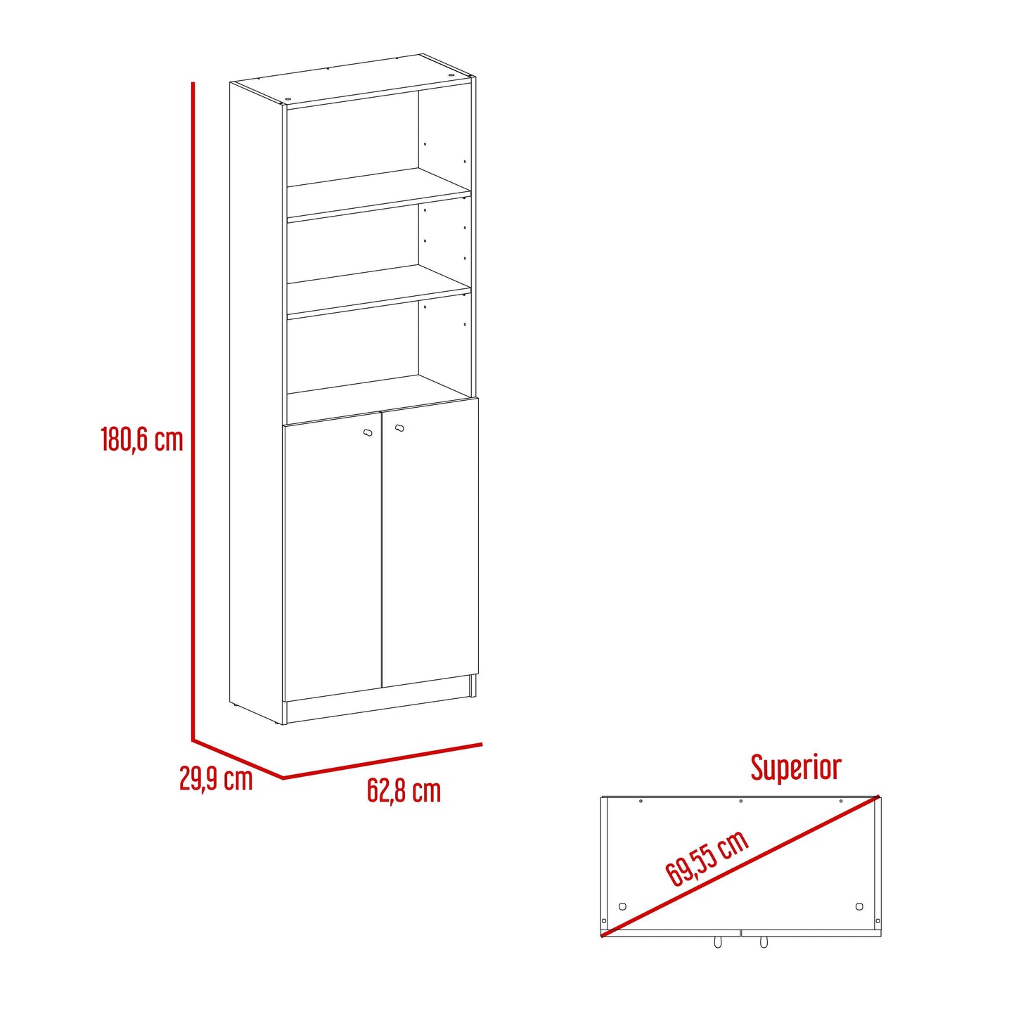 Estante Valuma E4 2P (1C) Wengue 180,6X62,