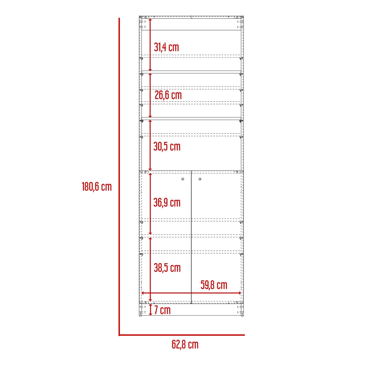 Estante Valuma E4 2P (1C) Wengue 180,6X62,