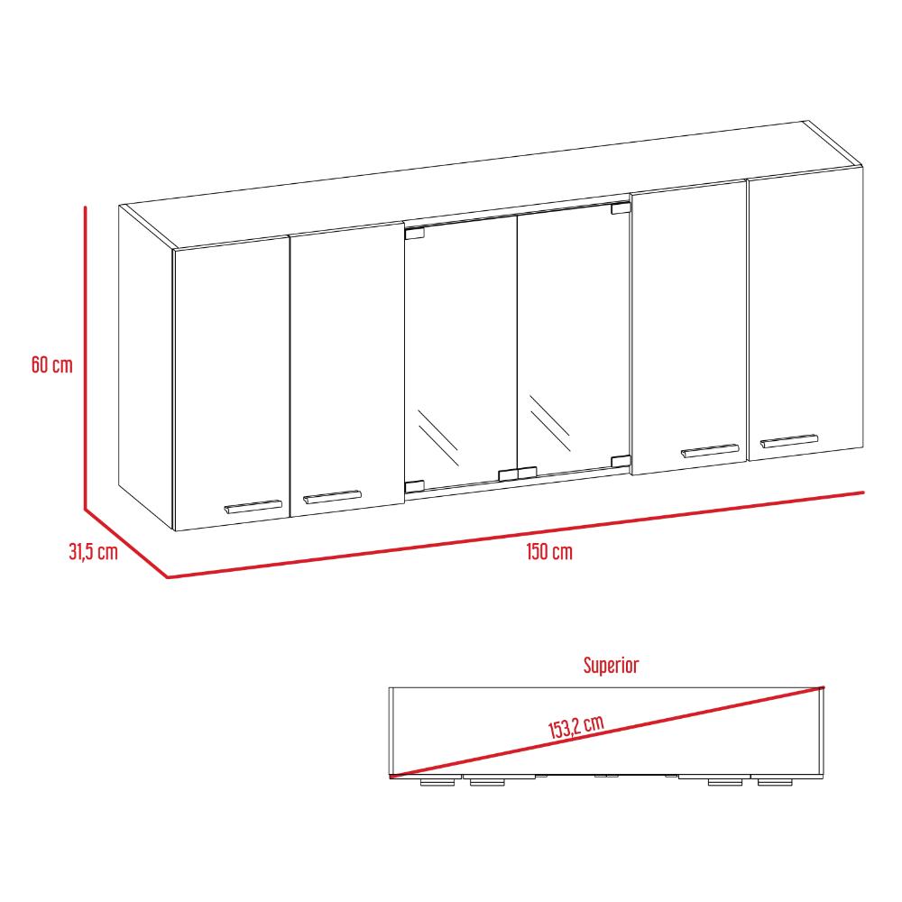 Gabinete Superior Temora Miel Y Plomo 150 Cm