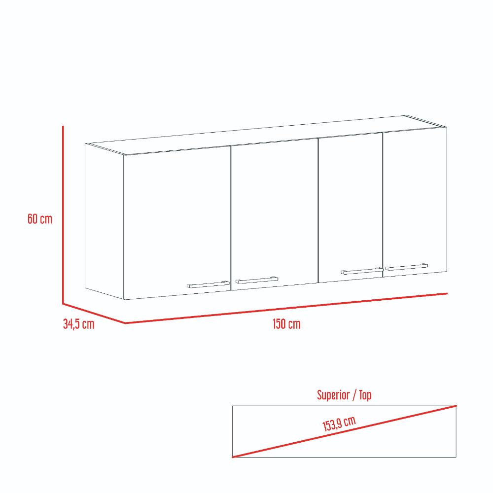 Gabinete Superior Cocina Jhonny Blanco Y Wengue 150 Cm