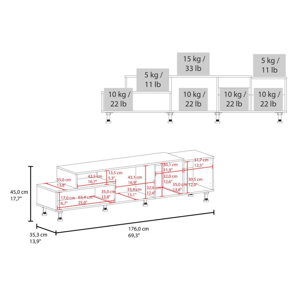 Mesa Para Tv Allort Wengue, Para Tv De 70"