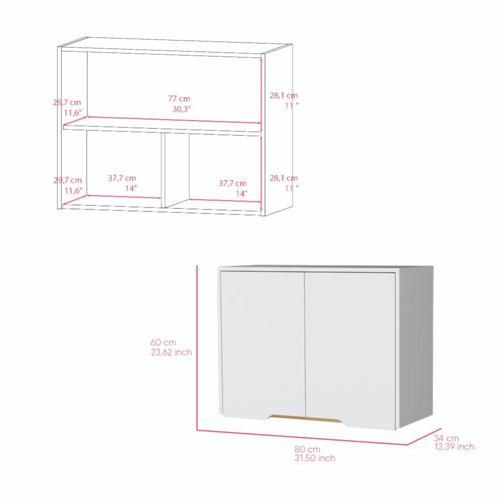 Mueble Superior De Cocina Plannet Blanco Y Macadamia 80 Cm