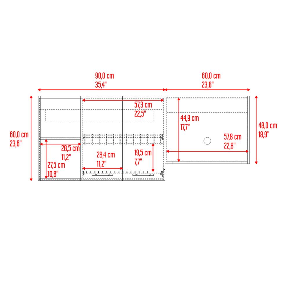 Gabinete Superior De Cocina Jhonny Blanco Y Wengue 150 Cm