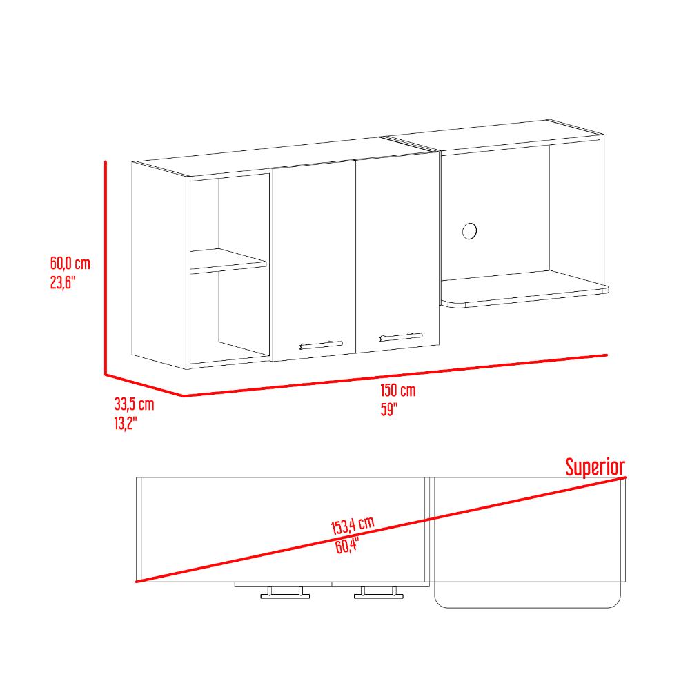 Gabinete Superior De Cocina Jhonny Blanco Y Wengue 150 Cm