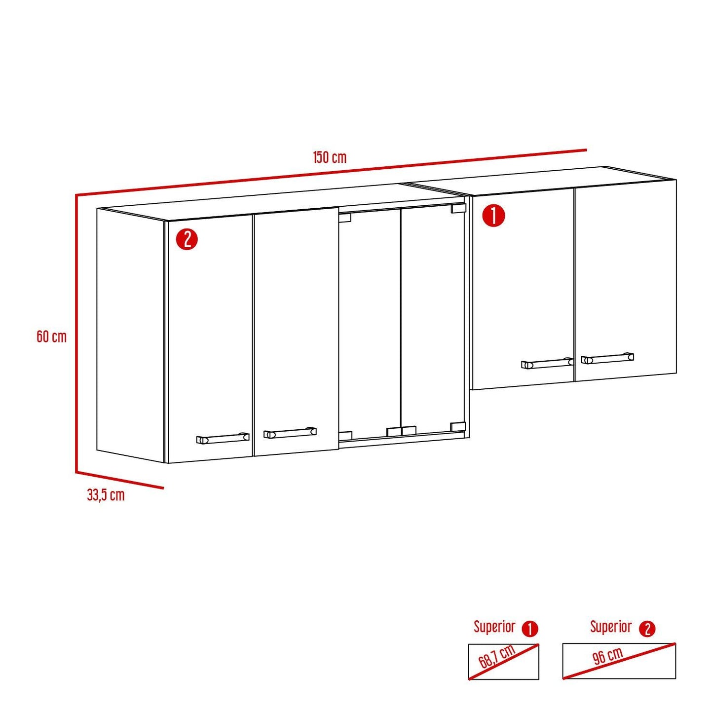 Gabinete Superior Mlyc Miel Y Blanco 150 Cm