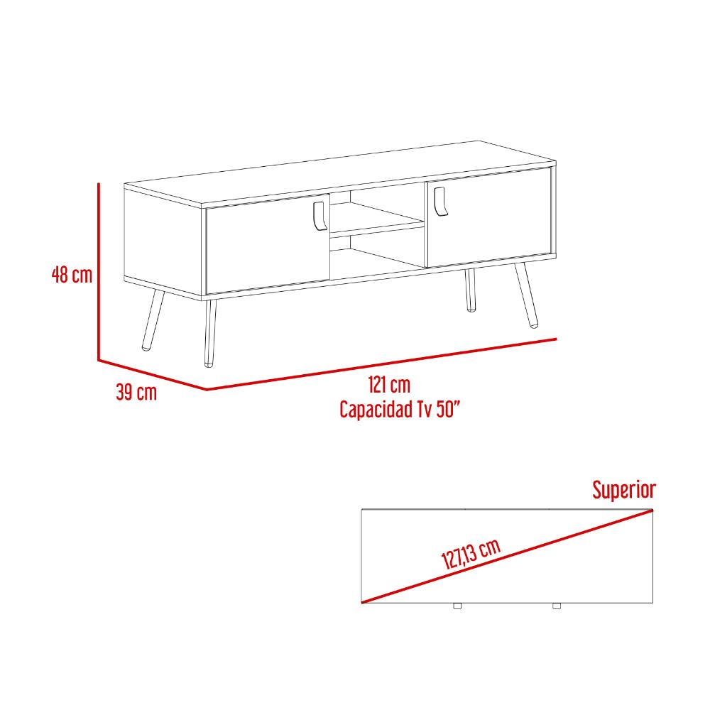 Mesa Para Tv Tiempo Blanco Y Macadamia Para Tv De 50"