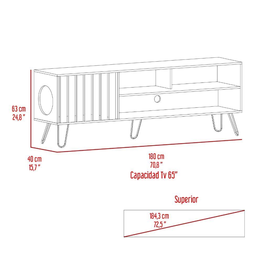 Mesa Para Tv Zari, Nogal, Cuenta Con Espacio Para Mascota Hasta 75 Pulgadas