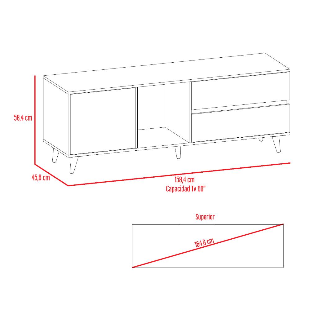 Mesa Para Tv Topacio Rovere Y Blanco Para Televisor De Hasta 60 Pulgadas