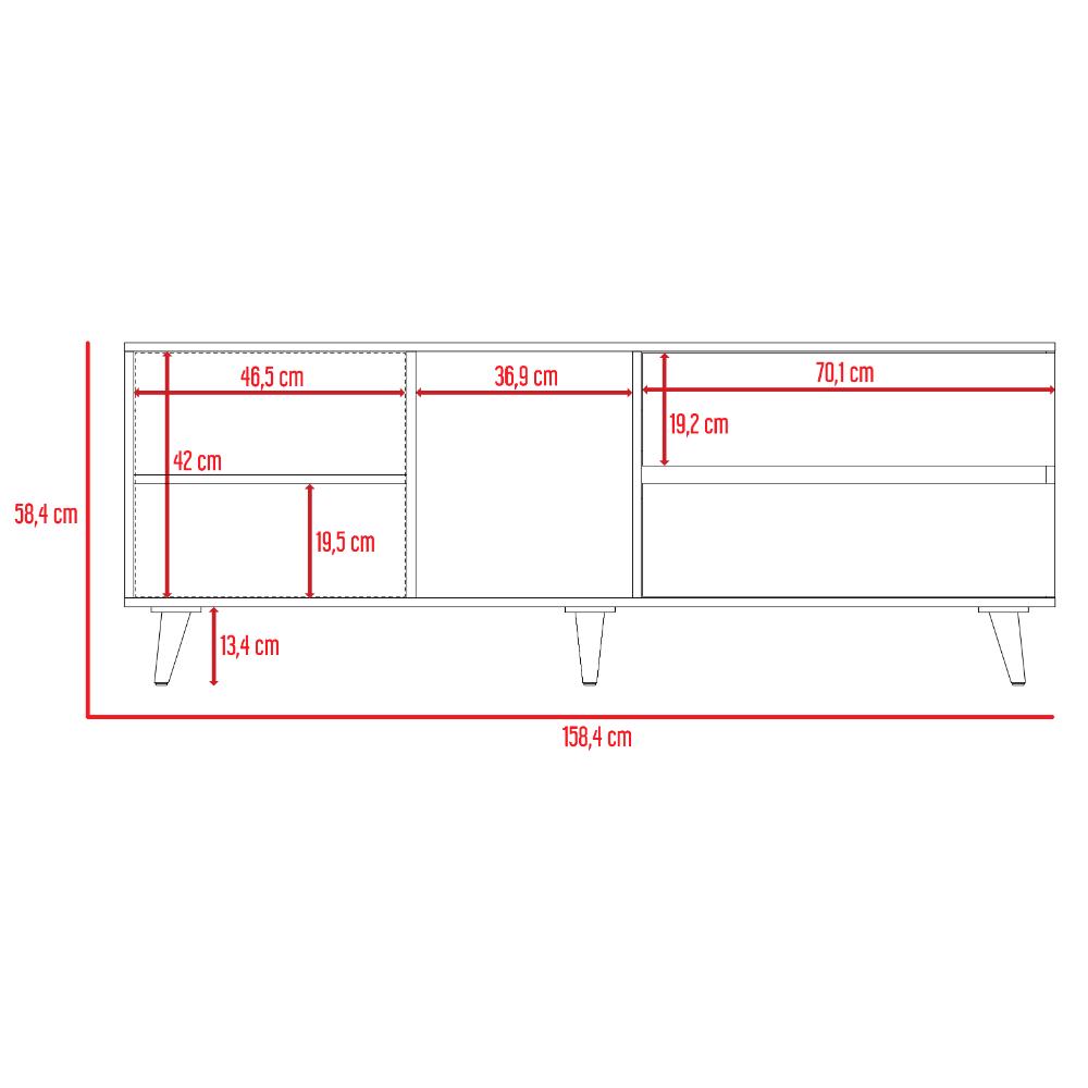 Mesa Para Tv Topacio Rovere Y Blanco Para Televisor De Hasta 60 Pulgadas