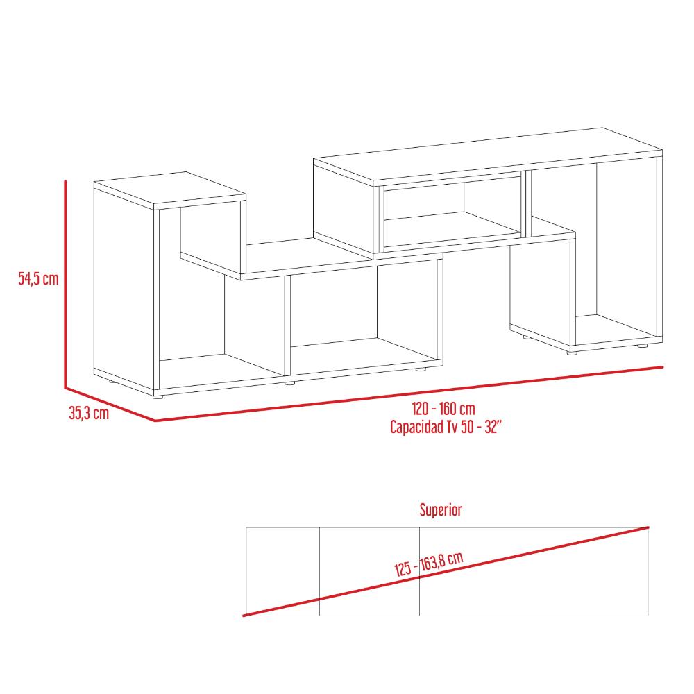 Rack Extensible Veluna Rovere Y Blanco Para Tv De 50"