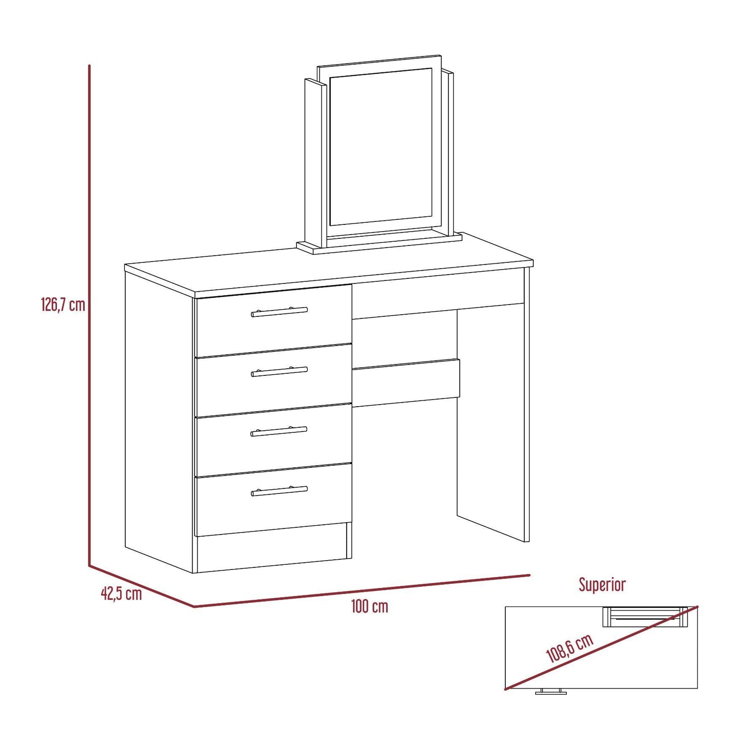 Mueble Tocador Okria Wengue Y Miel