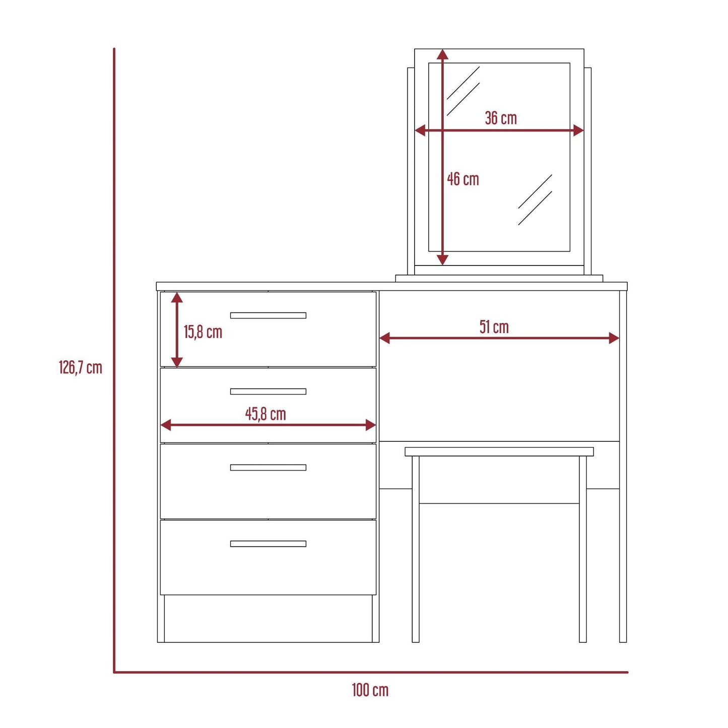 Mueble Tocador Okria Wengue Y Miel