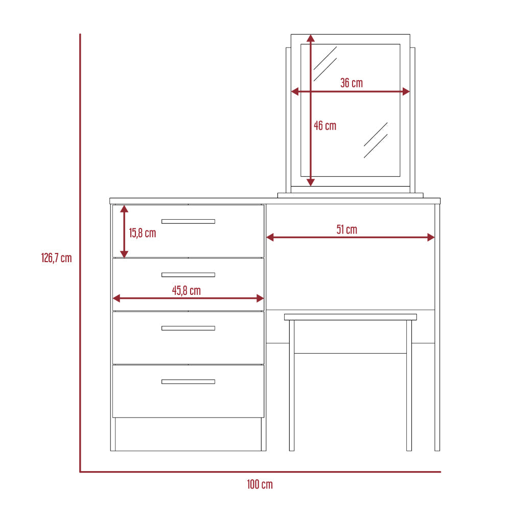 Mueble Tocador Okria Miel Y Blanco