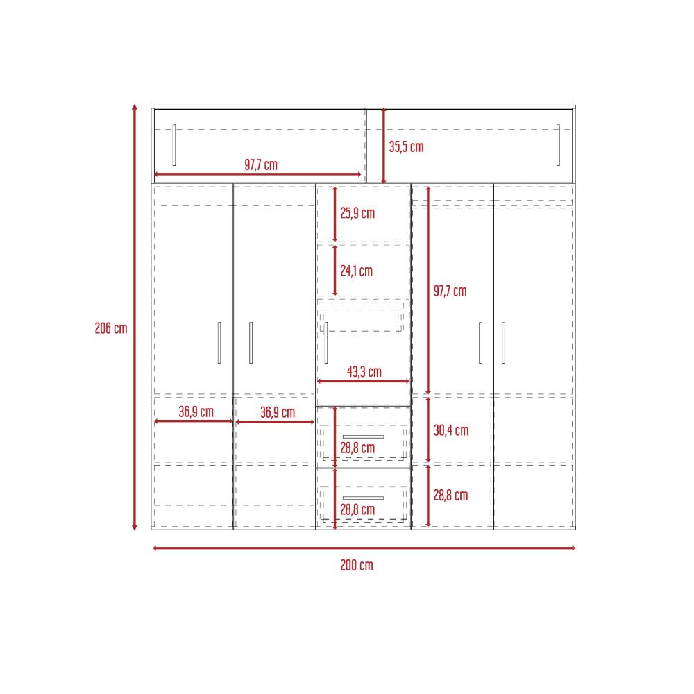 Armario Envelia 200 Ceniza Y Blanco