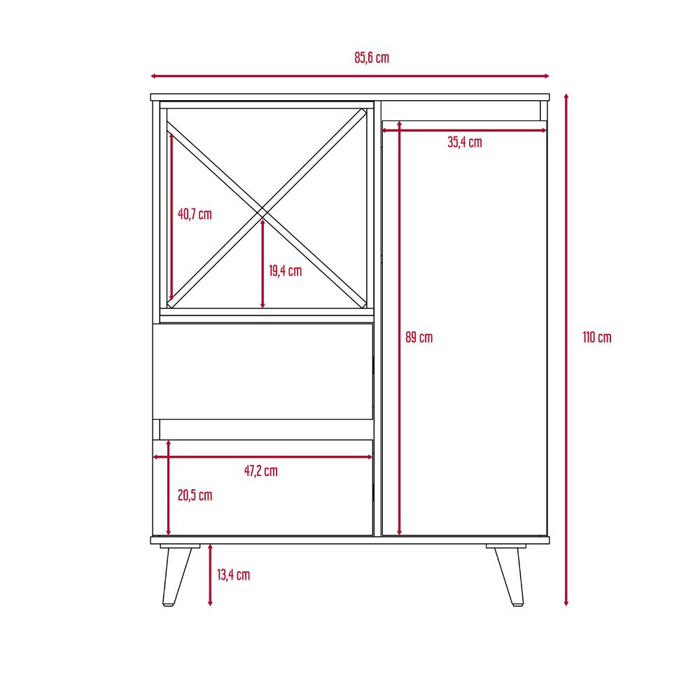 Mueble Bar Lauren Miel/Plomo